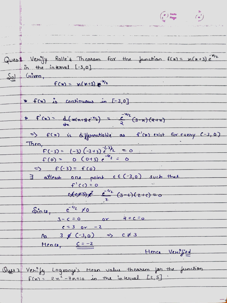 Assignment 1 Unit (Differential Calculus) | PDF