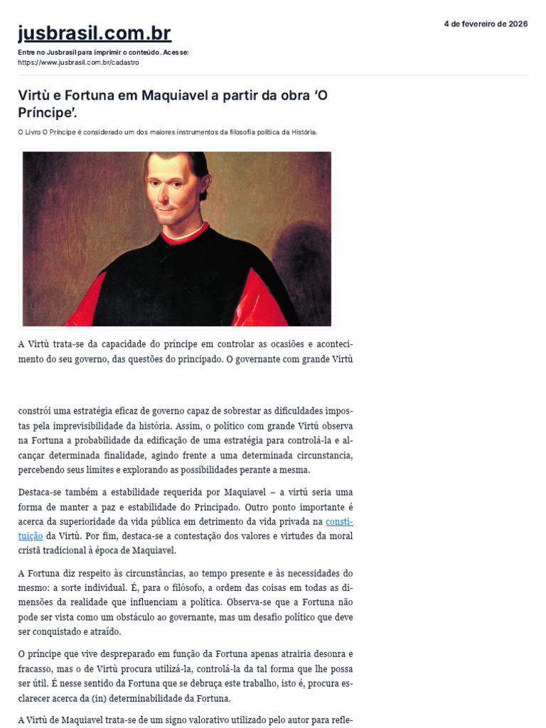 Virtù e Fortuna em Maquiavel A Partir Da Obra O Príncipe'. - Jusbrasil ...