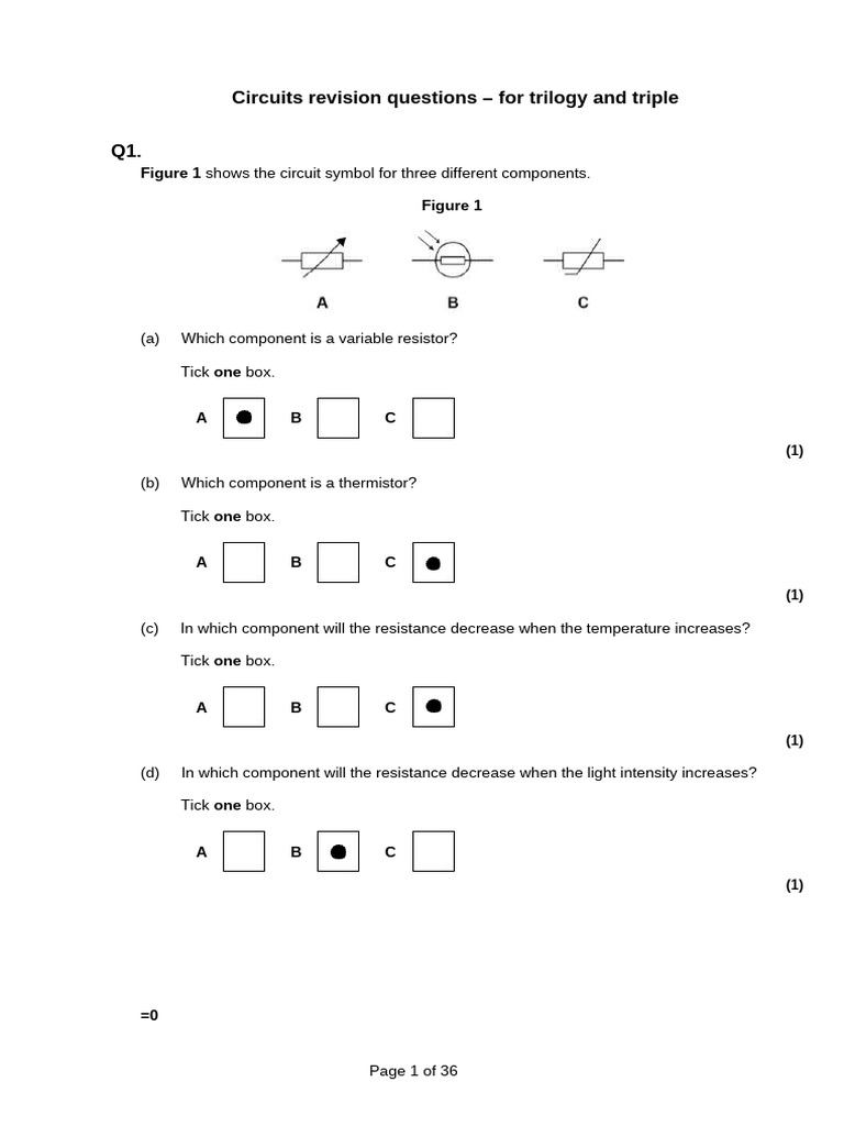 Circuits Revision Questions | PDF | Voltage | Electrical Resistance And ...