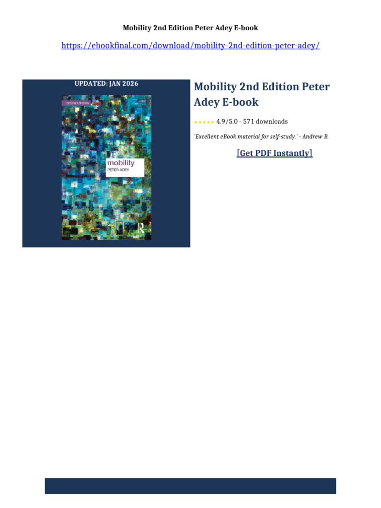 Mobility 2nd Edition Peter Adey Ebook Latest Update 2026 | PDF | Gene | Dna