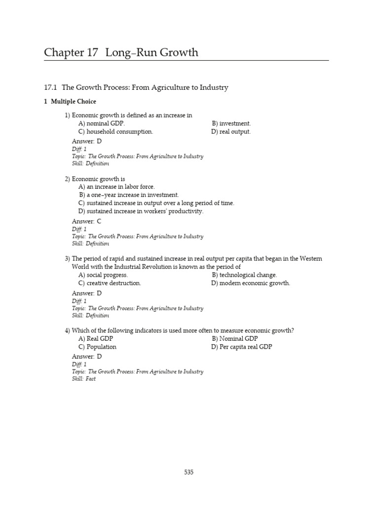 Macro Chap 31 Part 1 MCQ | PDF | Economic Growth | Labour Economics