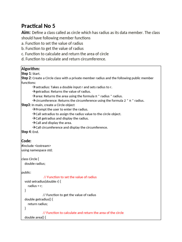 C++ Practical 5 | PDF