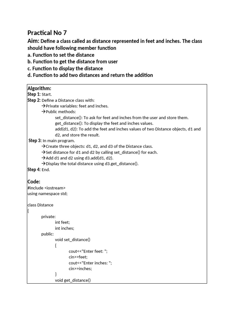 C++ Practical 7 | PDF