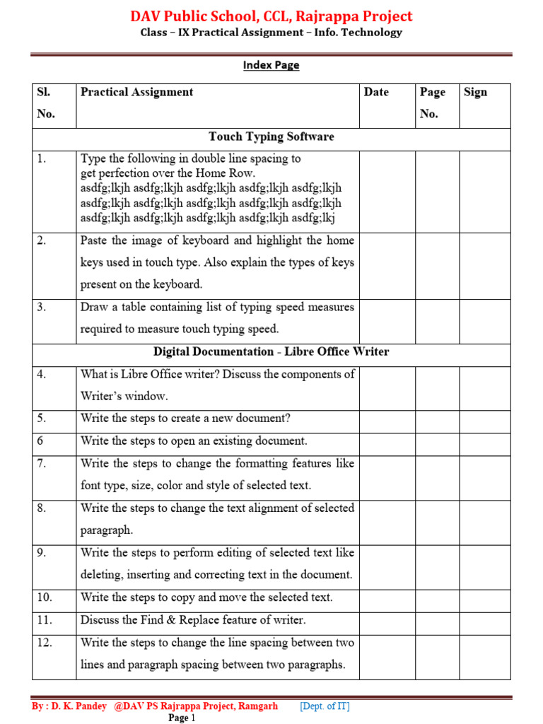 Practical List Class IX | PDF | Spreadsheet | Software