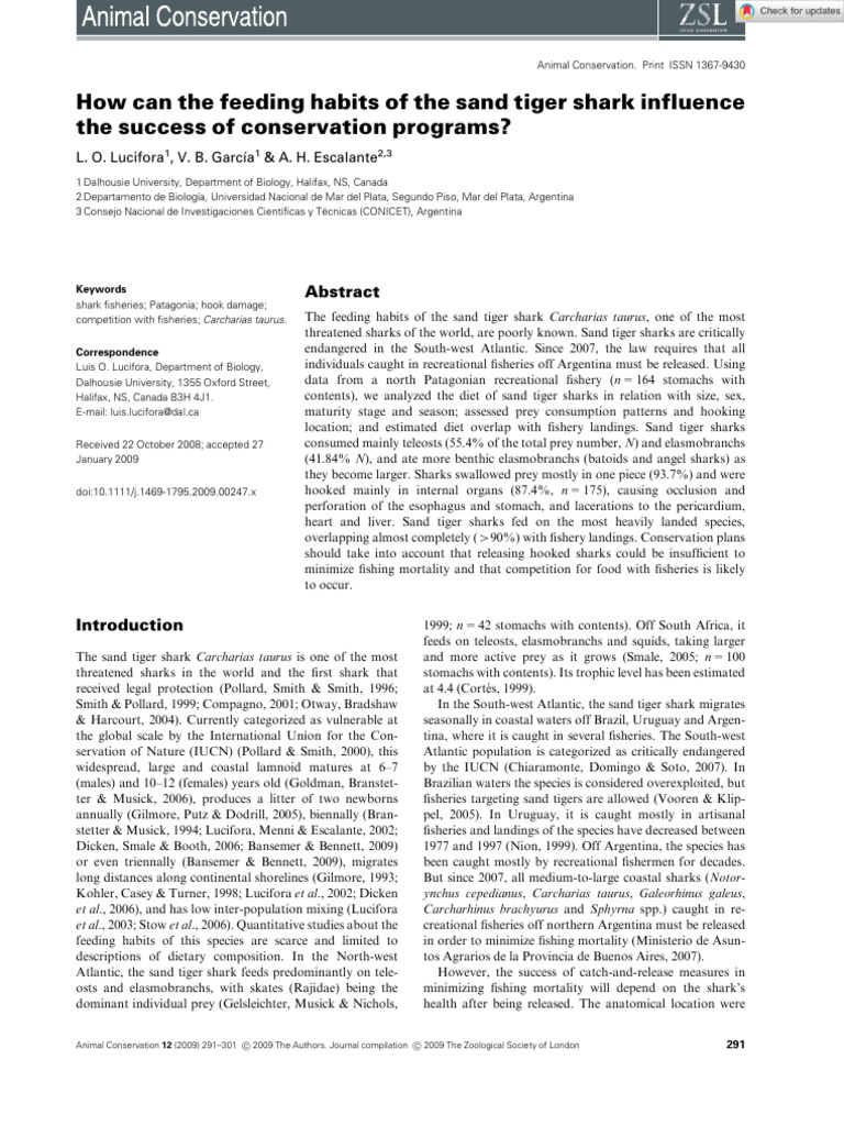 Animal Conservation - 2009 - Lucifora - How Can the Feeding Habits of ...