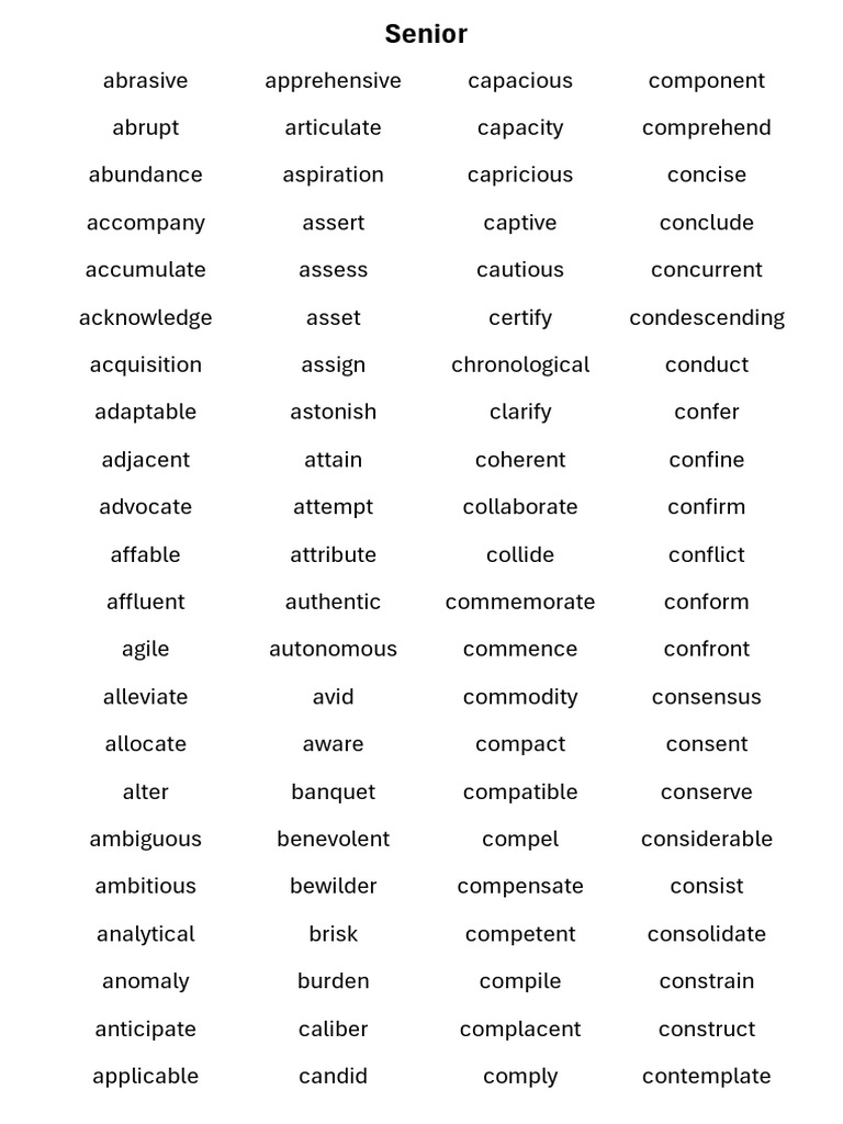 Spelling Bee Words (26-27) Senior | PDF