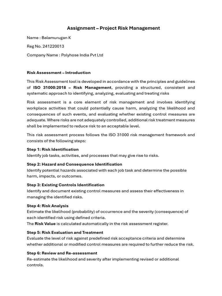 Assignment - Risk Management | PDF | Risk | Risk Management