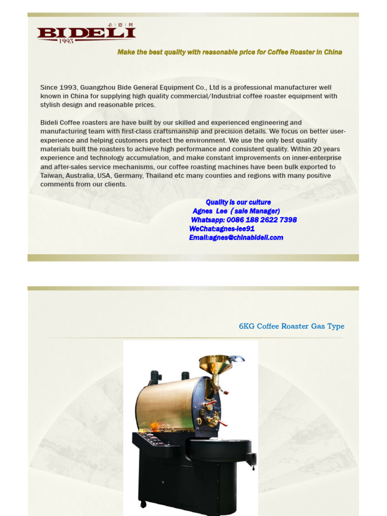 BIDELI For 6kg Coffee Roaster Specification | PDF | Mechanical Engineering