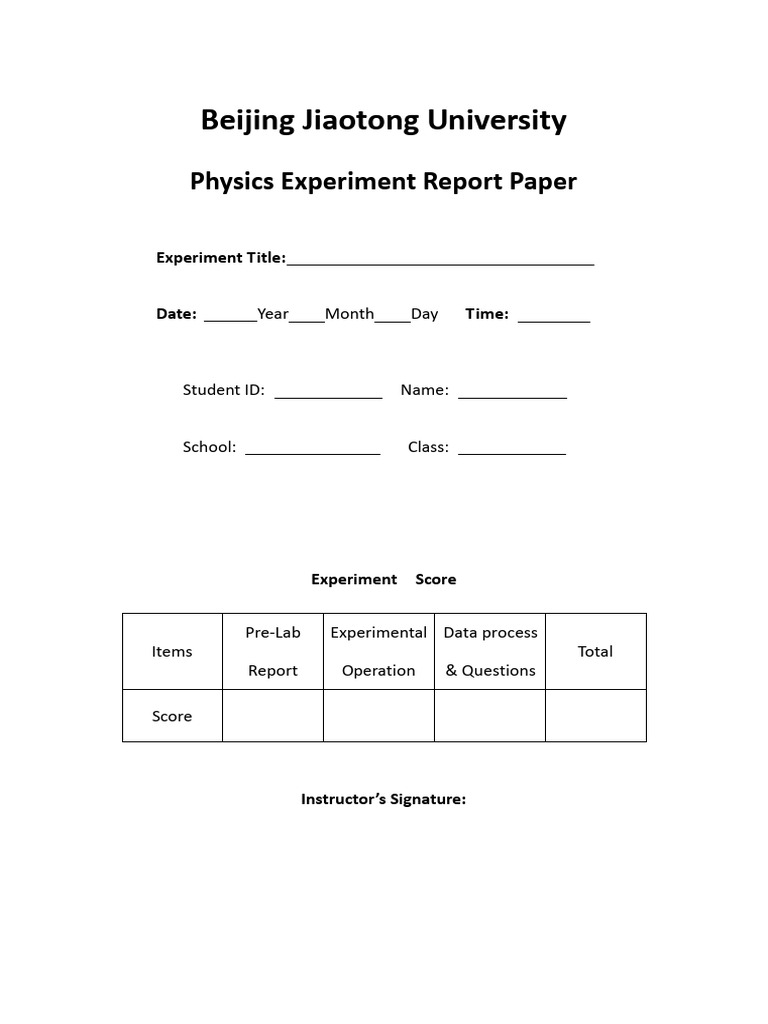 Physics Experiment Report Paper | PDF | Experiment | Data