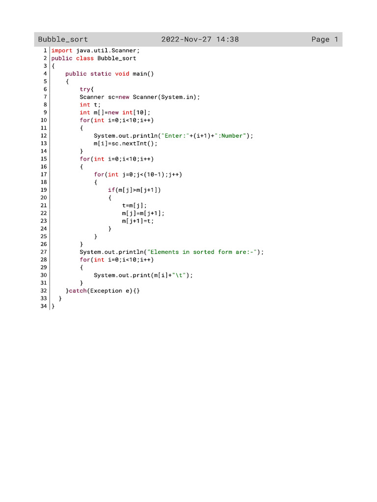 13.Bubble Sort Program | PDF