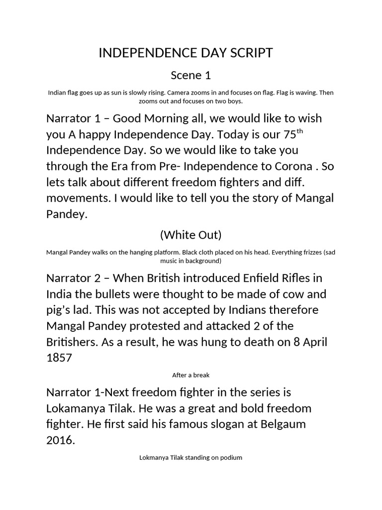 Final Independence Day Script | PDF | Jawaharlal Nehru