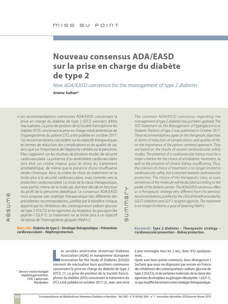 ADAEASD ??sur La Prise en Charge Du Diabète ??de Type 2 | PDF ...
