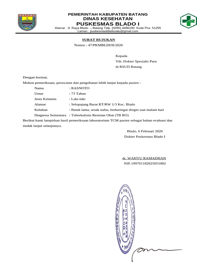 Surat Rujukan Pasien TB | PDF