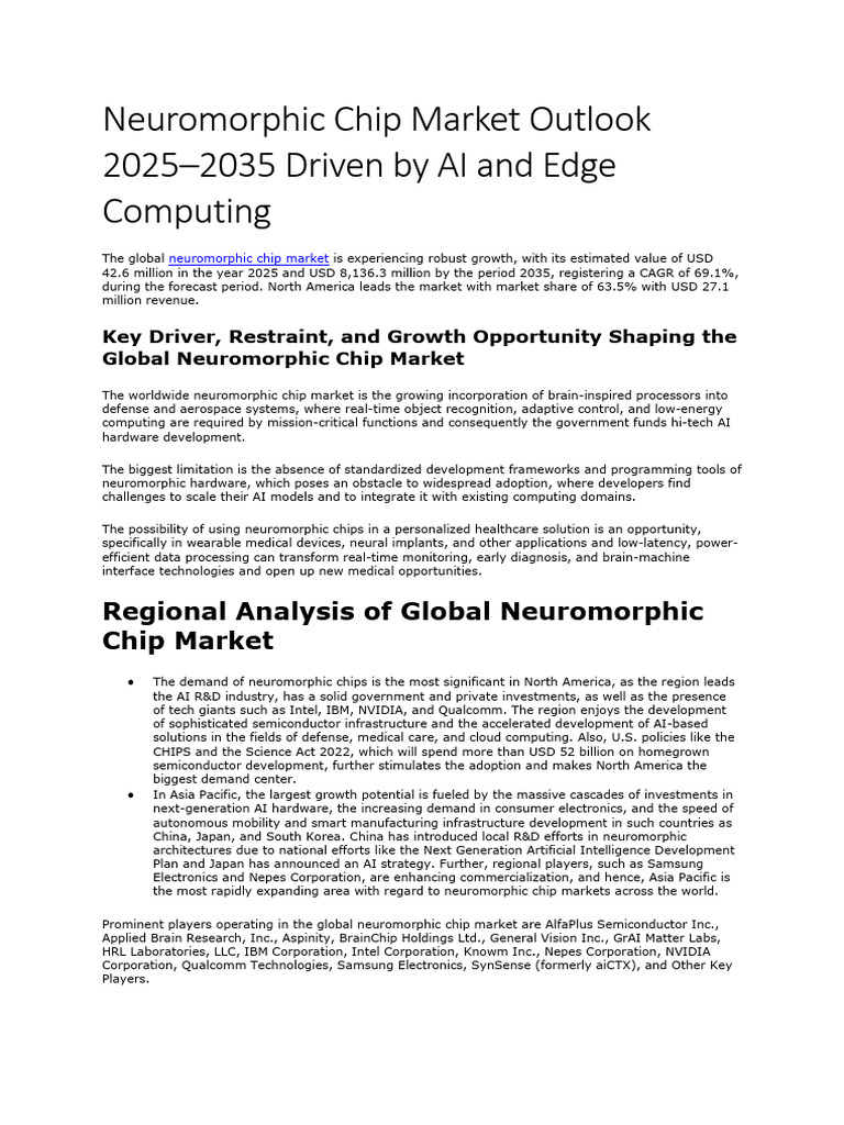 Neuromorphic Chip Market Trends & Growth Report 2035 | PDF | Artificial ...