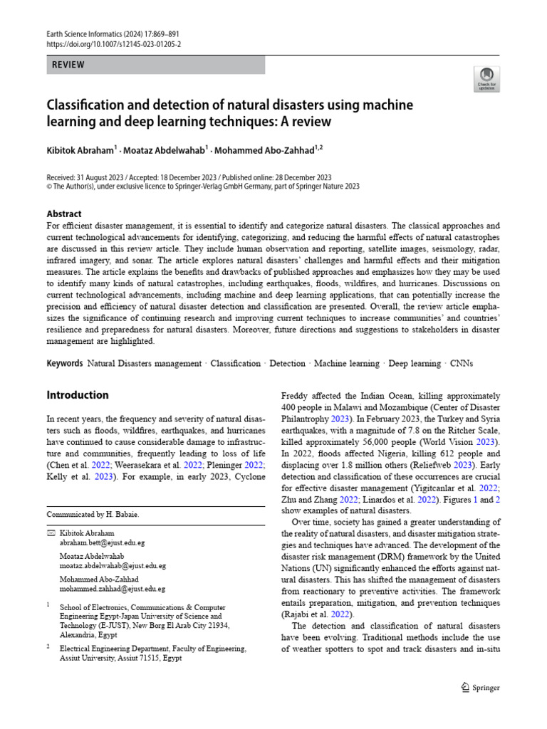 Abraham Et Al 2024 Classification and Detection of Natural Disasters ...