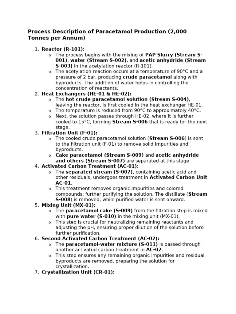 Process Description of Paracetamol Production Rev3 | PDF ...
