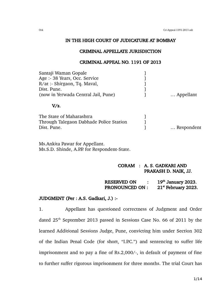 Dying Declaration 2023 Judgement | PDF | Judgment (Law) | Appeal