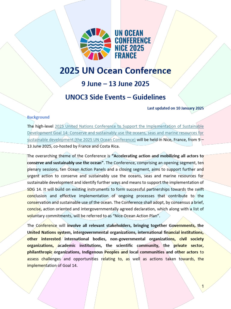 Guidelines - Side Events at The 2025 UN Ocean Conference | PDF | United ...
