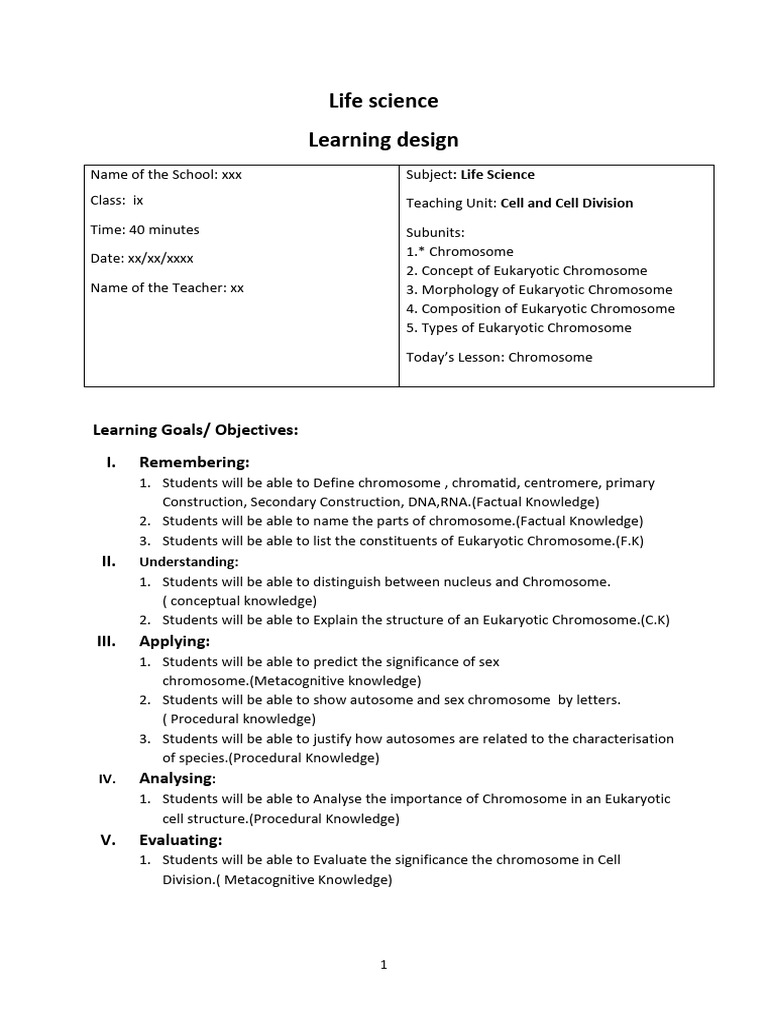 Learning Design Life Science - Eng | PDF | Chromosome | Nucleic Acids