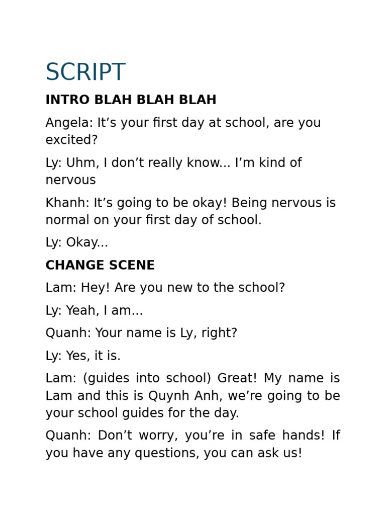 Script: Intro Blah Blah Blah | PDF