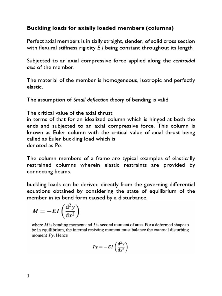 Lecture Elastic Stability 2023 2024 | PDF | Buckling | Bending
