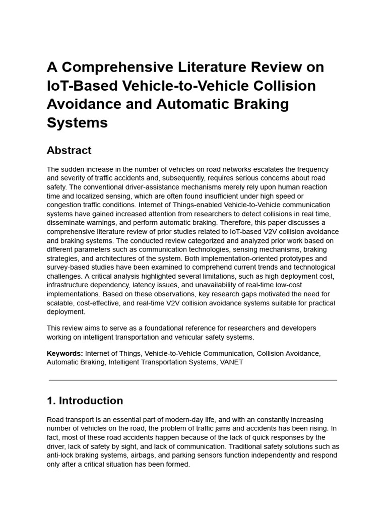 Literature Review Paper | PDF | Internet Of Things | Traffic Collision
