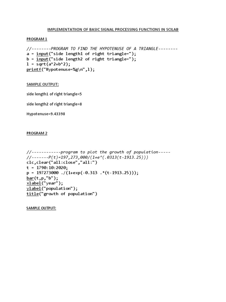 Implementatiion of Basic Signal Processing Functions in Scilab PDF