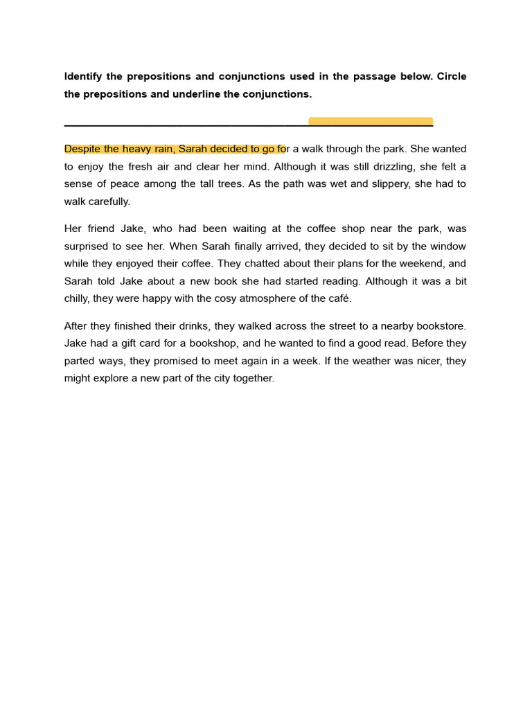 Identification of Conjunctions and Prepositions | PDF