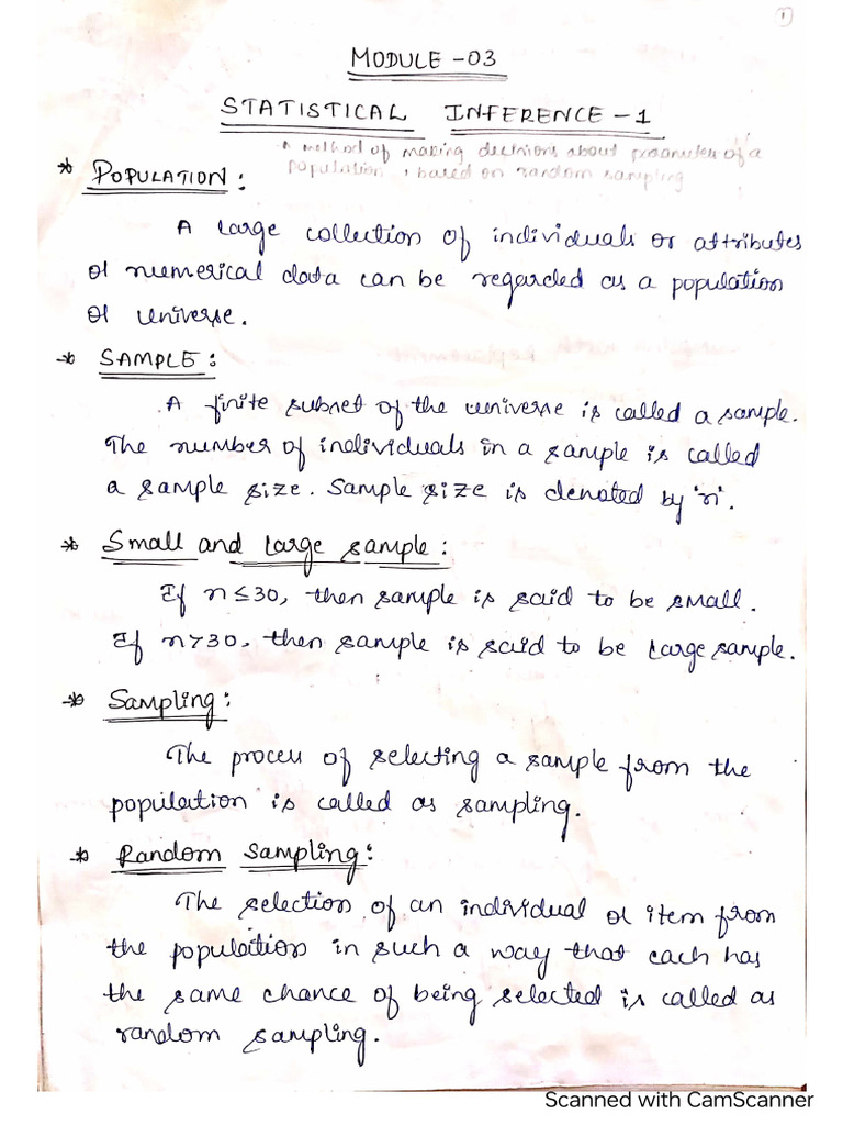 BCS301 Module 3 Statistical Inference I | PDF