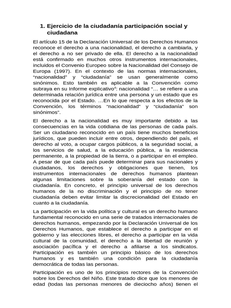 Ejercicio de La Ciudadanía Participación Social y Ciudadana | PDF ...