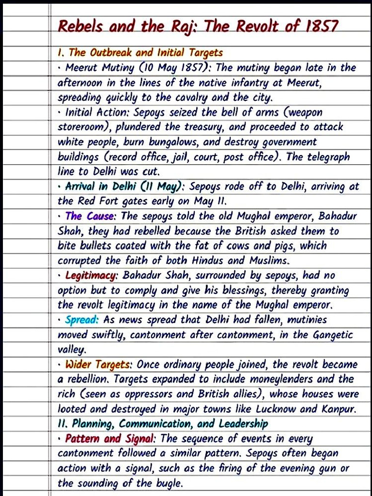 Rebels and The Raj Handwritten Notes | PDF