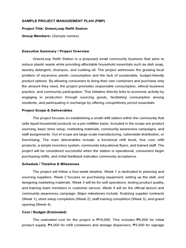 Sample Project Management Plan | PDF | Marketing | Supply Chain