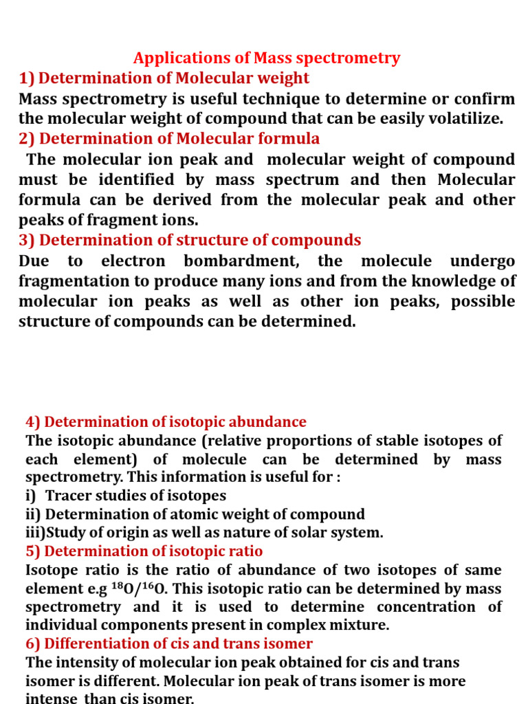 Applications of Mass Spectrometry | PDF | Mass Spectrometry | Metabolomics