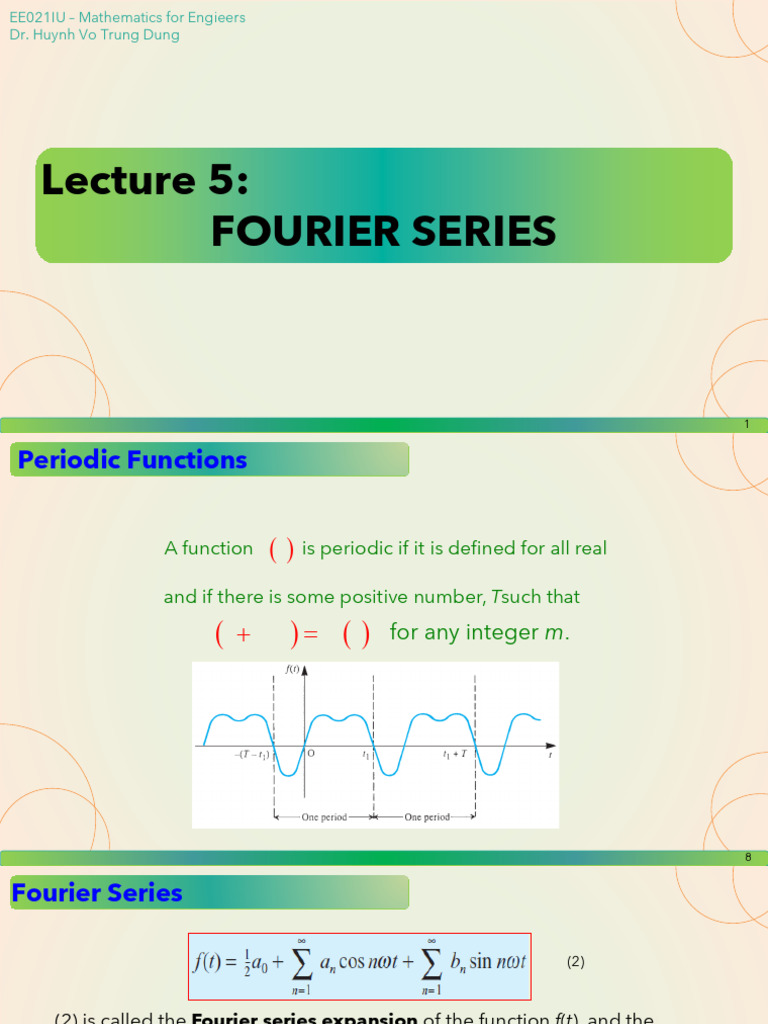 Lecture 5 - Fourier Series | PDF | Fourier Series | Harmonic Analysis