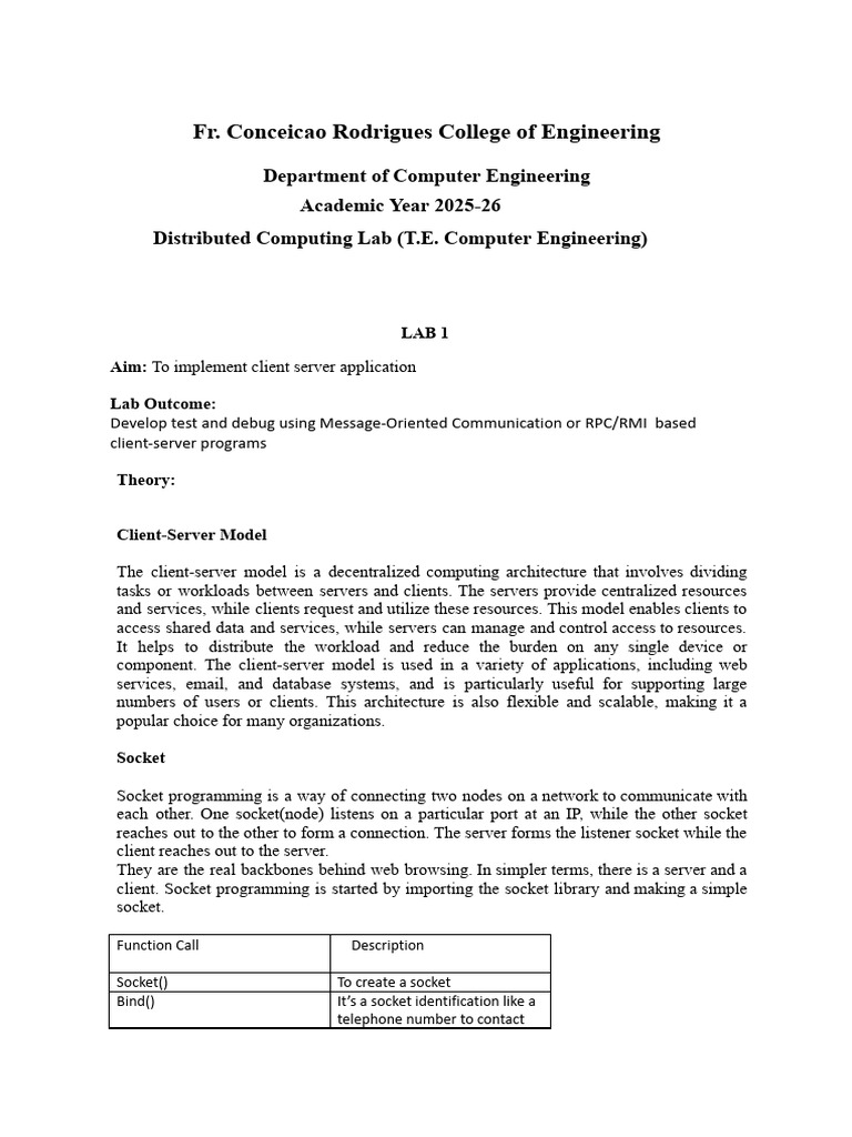 10281_Expt_No_1_DC | PDF | Thread (Computing) | Client–Server Model