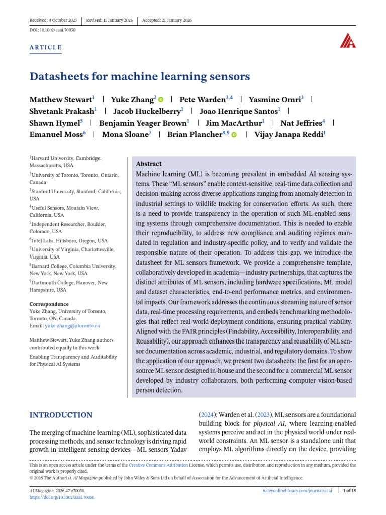 Datasheets For Machine Learning Sensors | PDF | Life Cycle Assessment ...