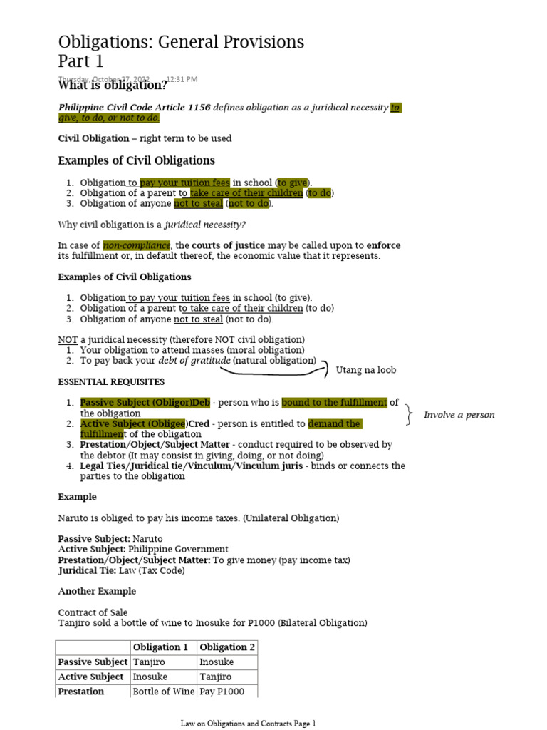 Obligations and Contracts | PDF | Damages | Law Of Obligations
