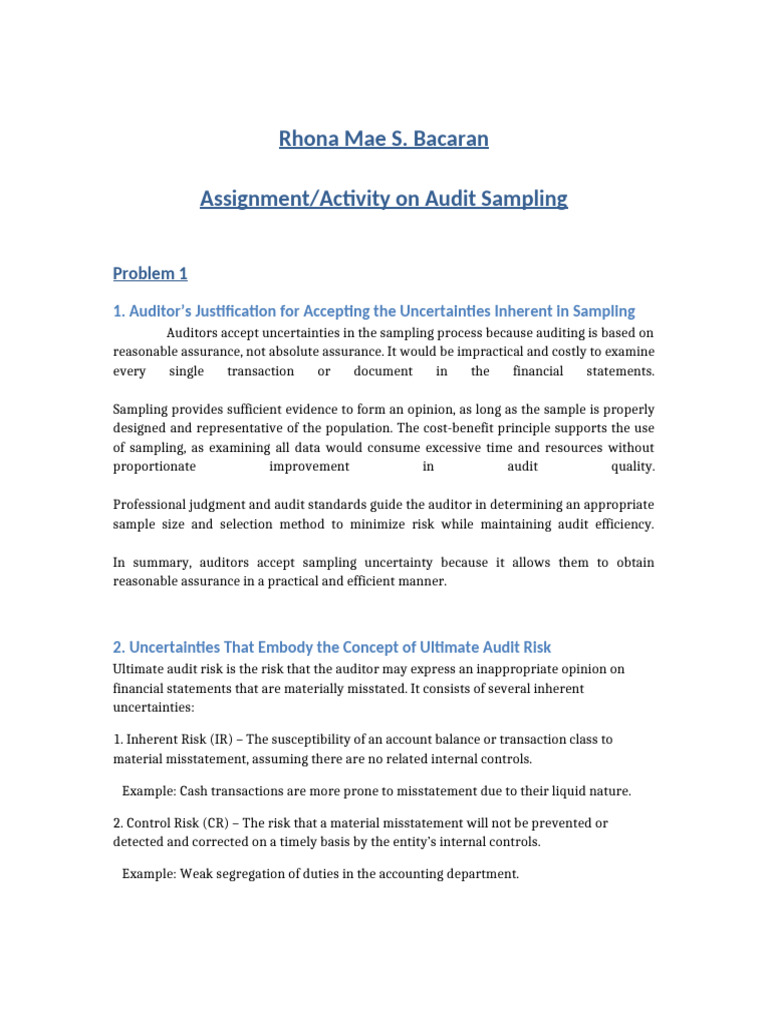 Audit Sampling | PDF | Audit | Statistics