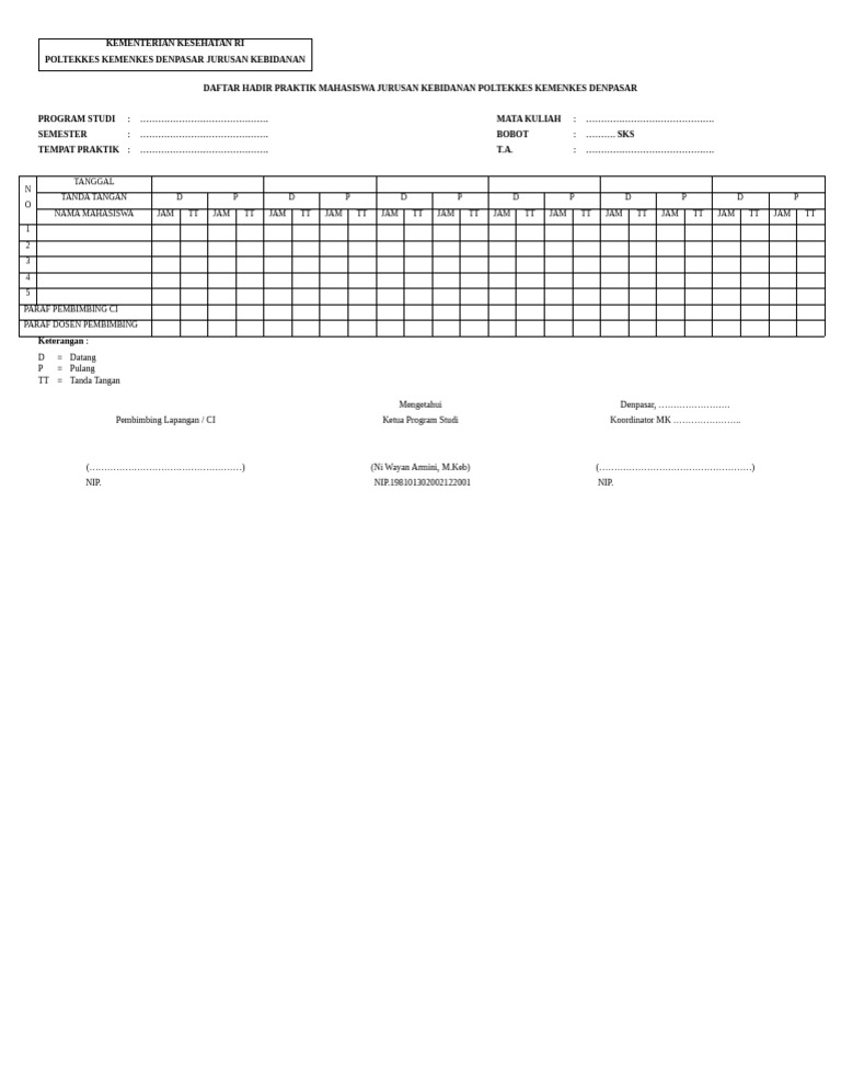 Form Absen | PDF