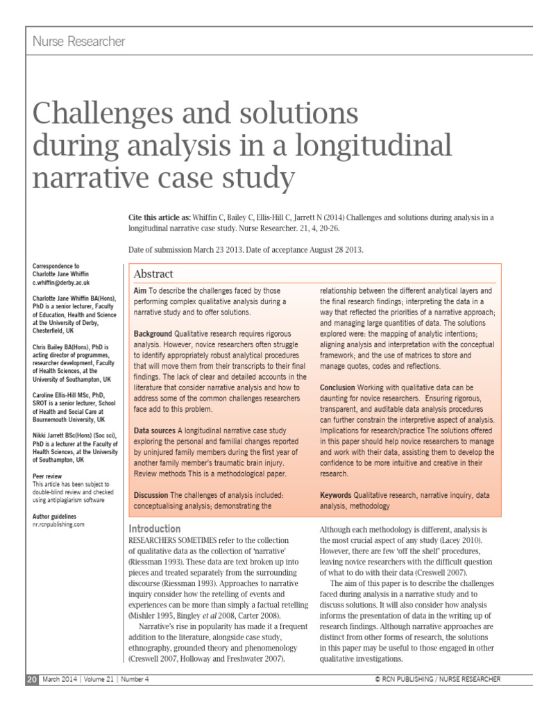 Challenges and Solutions During Analysis in A Longitudinal Narrative ...
