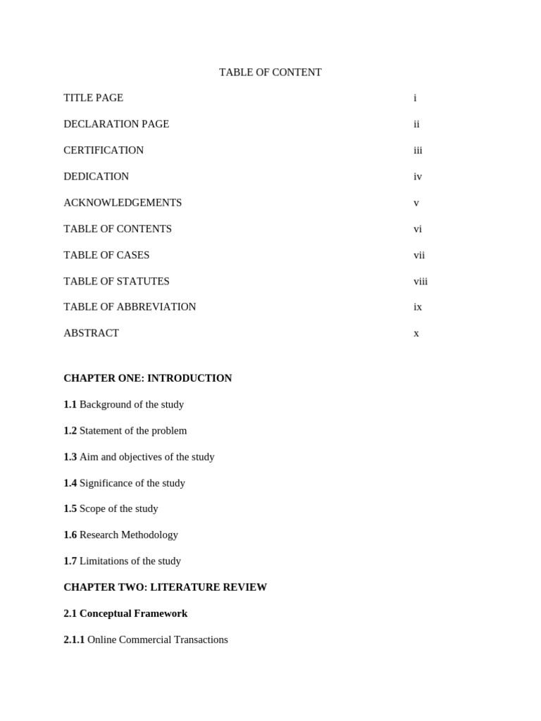 Imma Table of Content | PDF