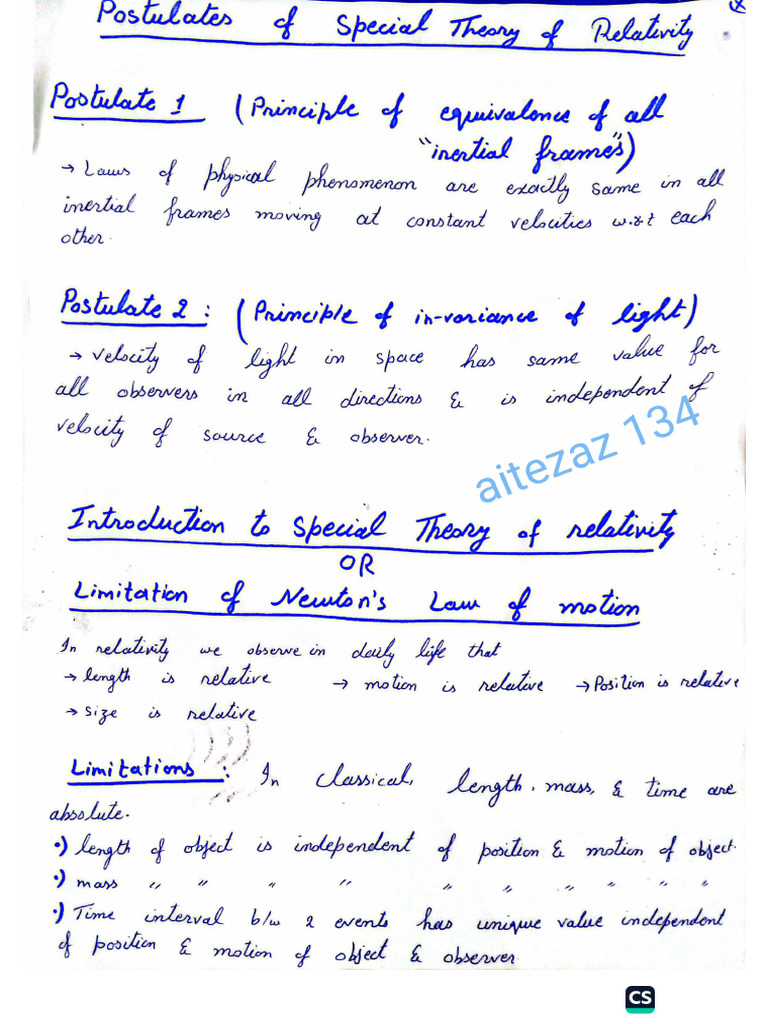 special theory of relativity | PDF