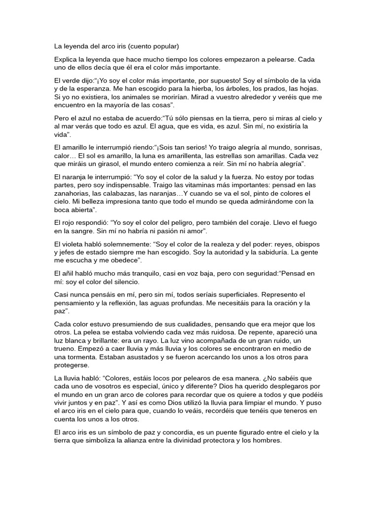 La Leyenda Del Arco Iris | PDF | Arco iris