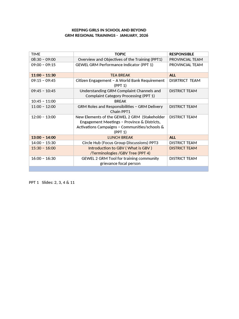 GRM Training Program | PDF