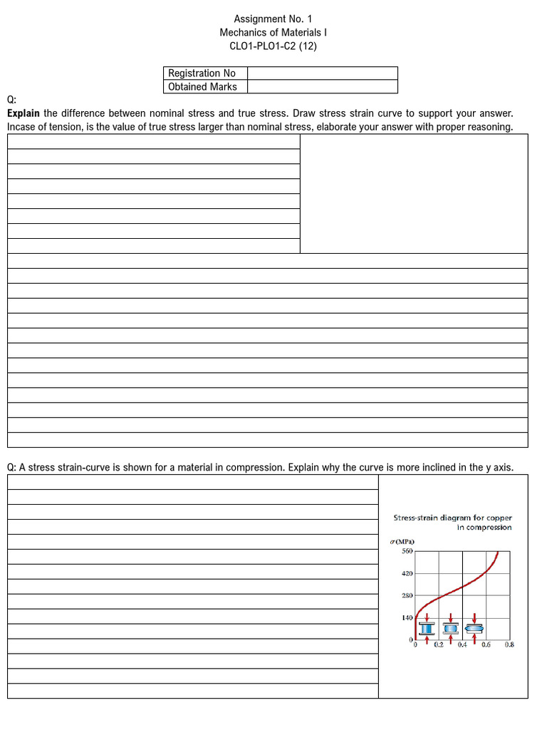 Assignment 1 & 2 | PDF | Stress (Mechanics) | Young's Modulus