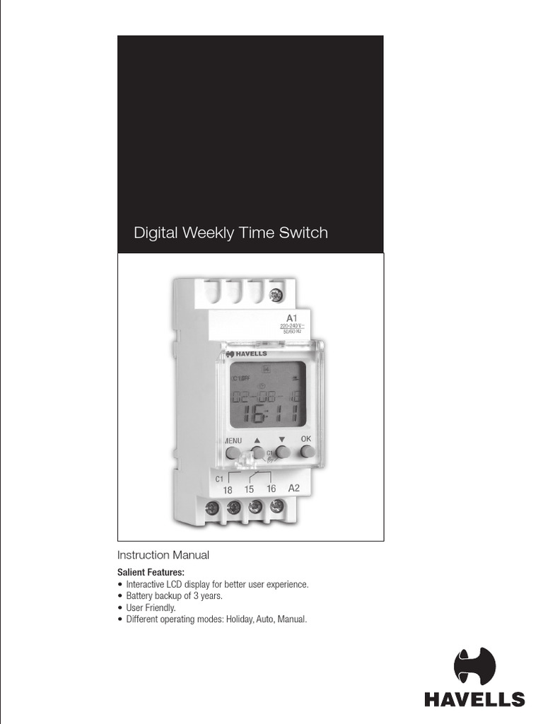 Havells Digital Weekly Time Switch | PDF | Switch | Electrical Engineering