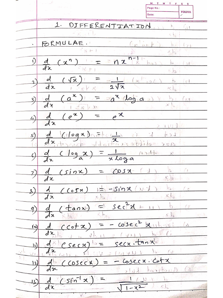 MathsPart2Tutorial1 (Differentiation) | PDF