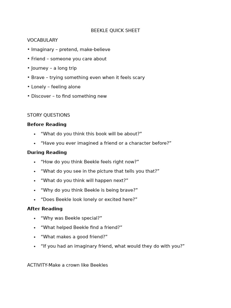 Beekle Quick Sheet | PDF