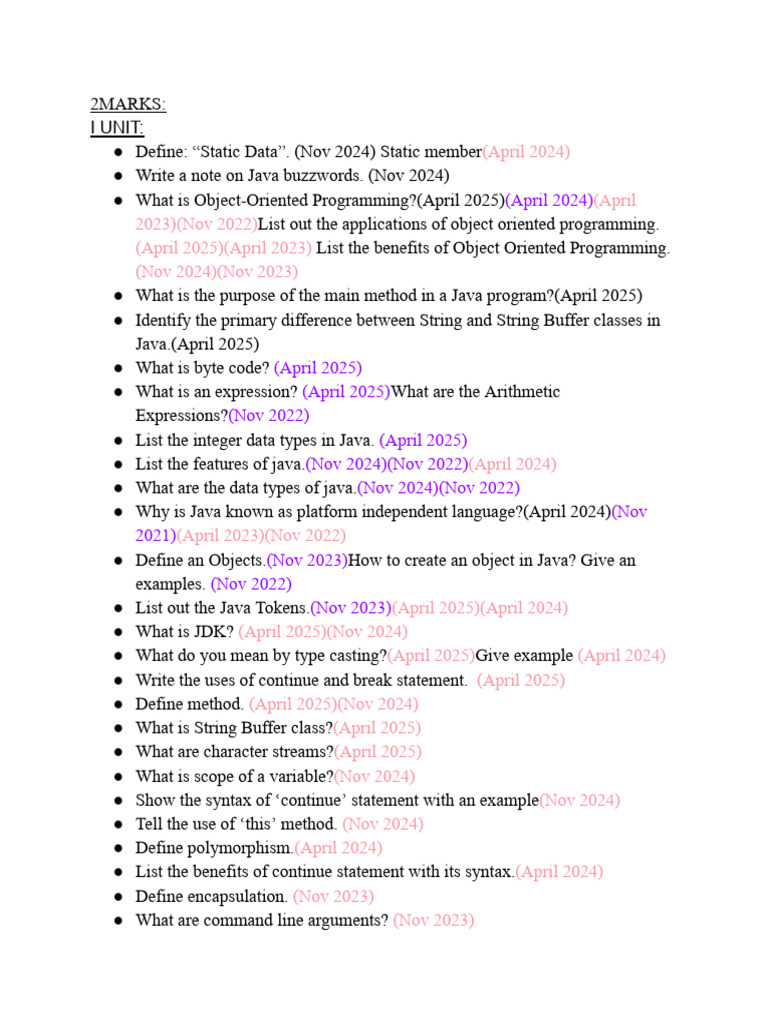 JAVA Programmming (1) | PDF | Method (Computer Programming) | Java ...