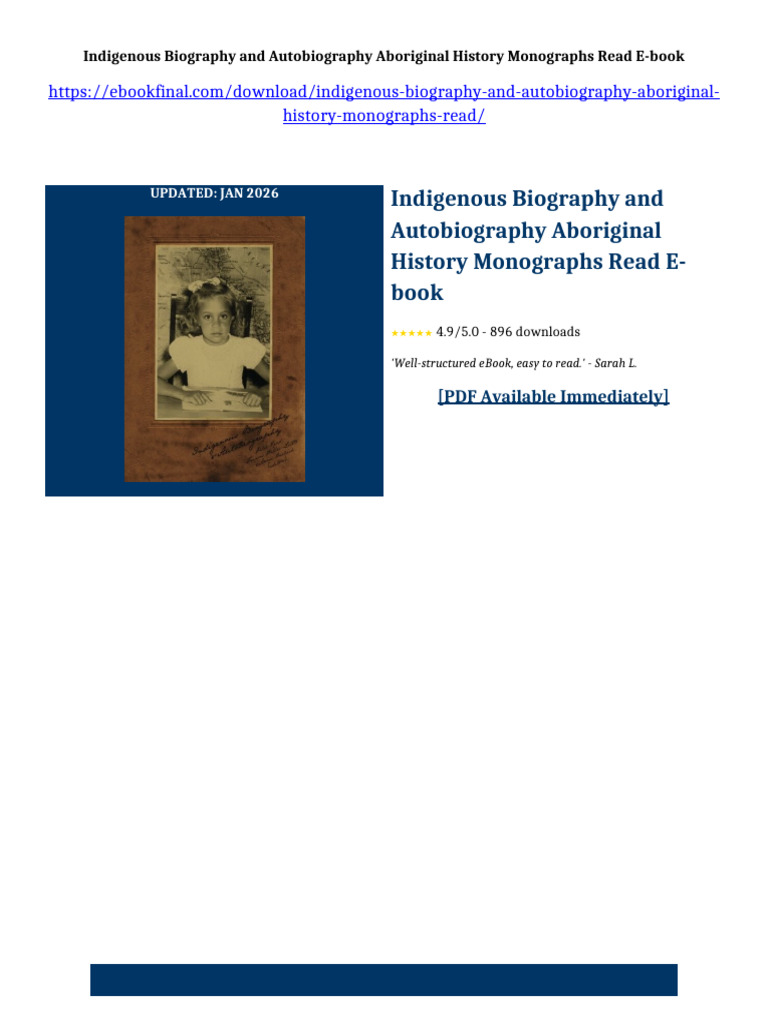 Indigenous Biography and Autobiography Aboriginal History Monographs ...